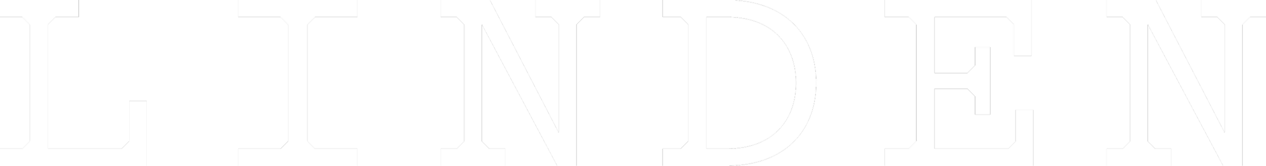 Close-up of the word 'LINDEN' in bold black letters on a white background.